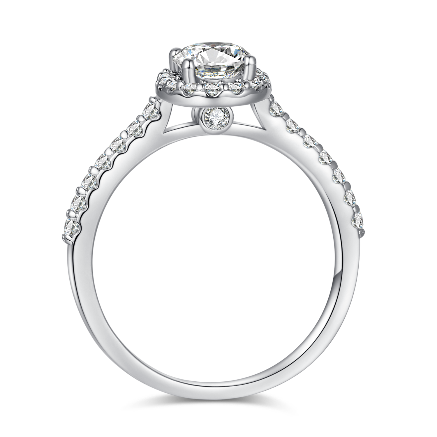 1.0CT Moissanite Oval Cut Soleste Halo Ring for Women