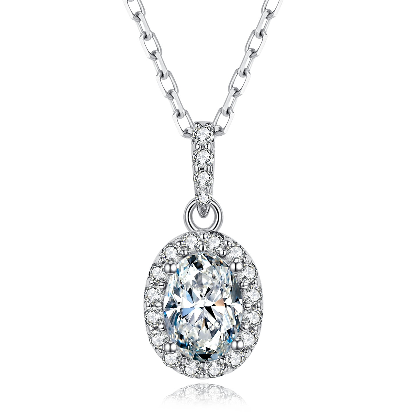 Halo 1.0Carat Oval Moissanite Necklace