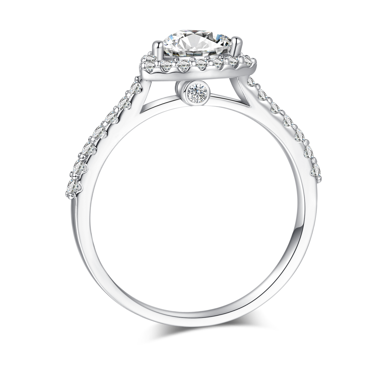 1.0CT Moissanite Heart Shape Soleste Halo Ring for Women