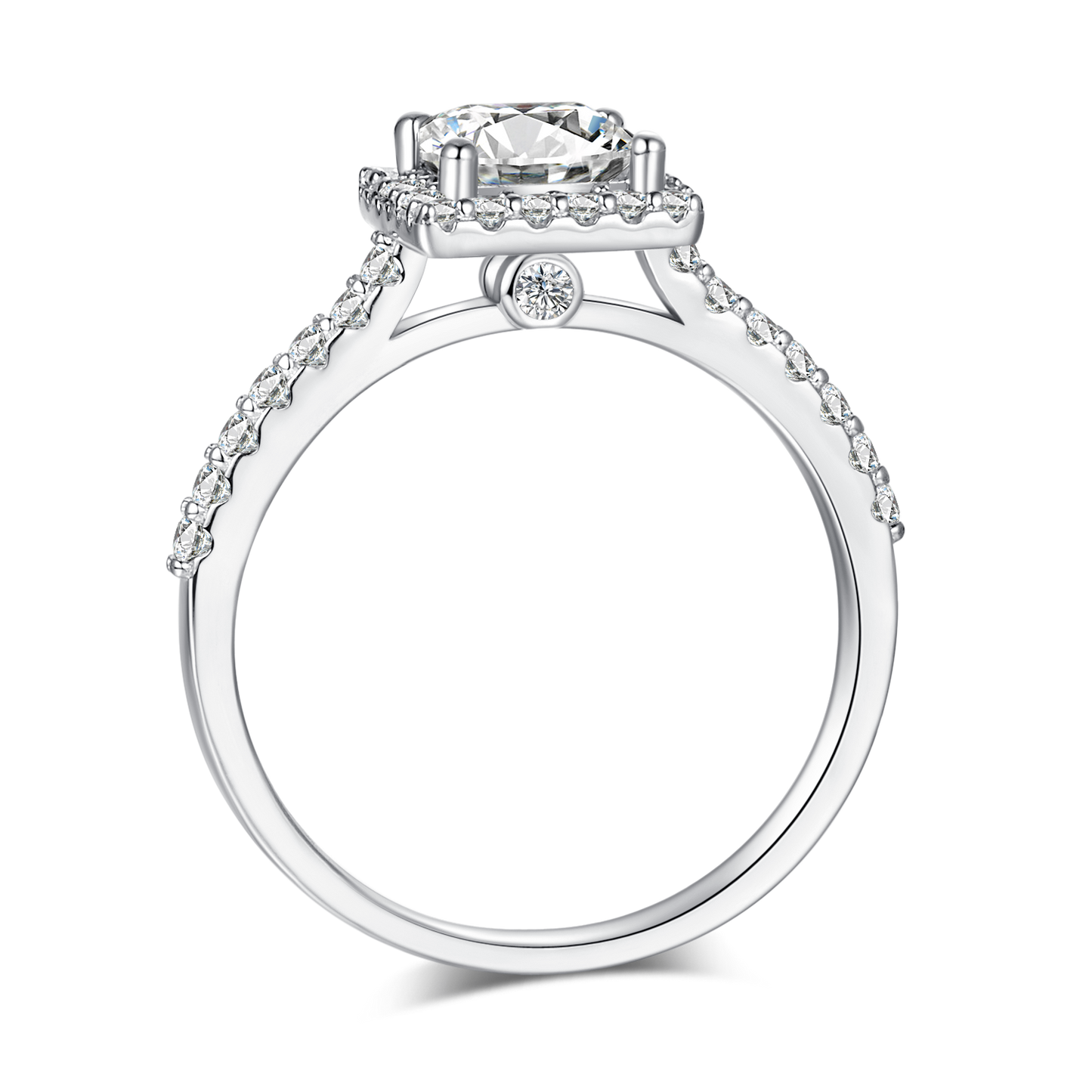 1.0CT Moissanite Princess Square Soleste Halo Ring for Women