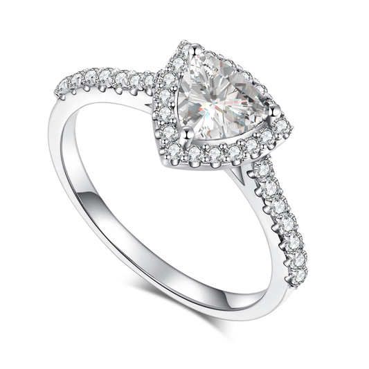1.0CT Moissanite Trillion Soleste Halo Ring for Women