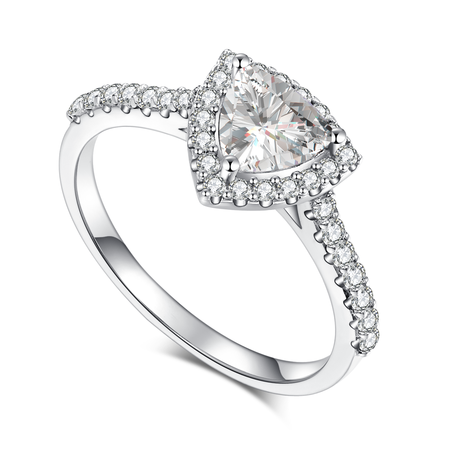 1.0CT Moissanite Trillion Soleste Halo Ring for Women