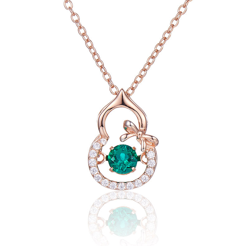 Green Zircon Stone Solitaire Drop (Rose Gold Colour) Small Gourd Necklace for Women