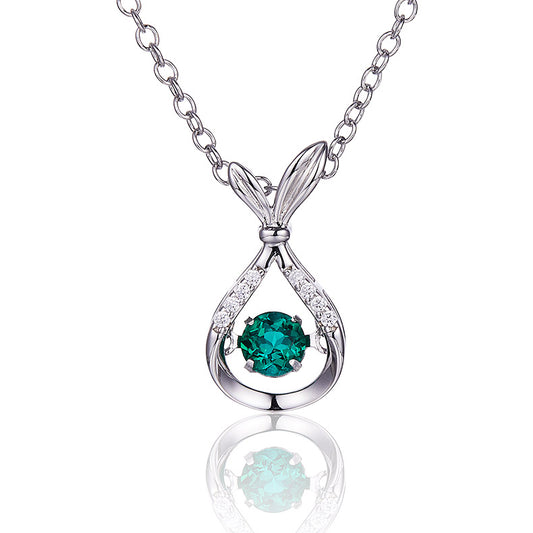 Green Zircon Stone Solitaire Drop Mermaid Tail Necklace for Women
