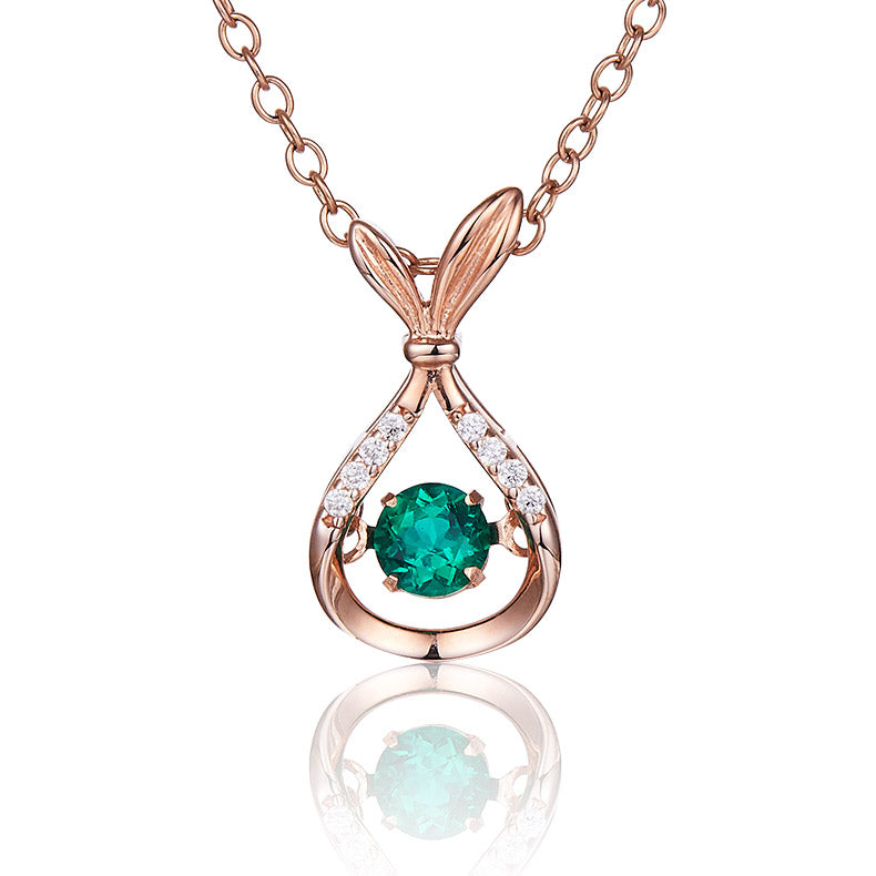 Green Zircon Stone Solitaire Drop (Rose Gold Colour) Mermaid Tail Necklace for Women