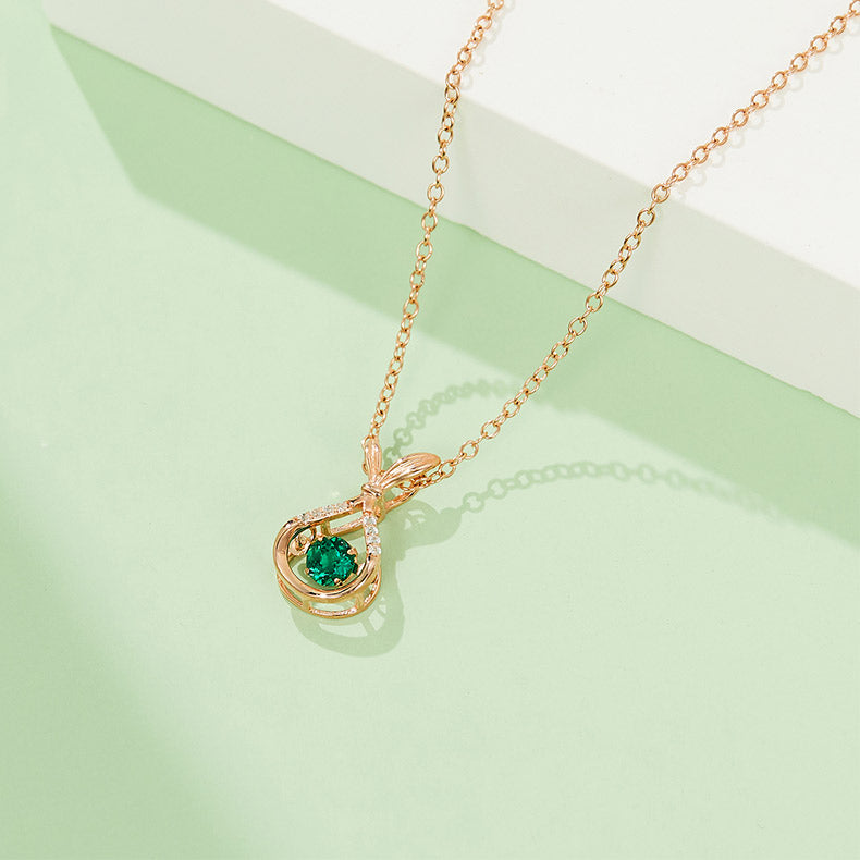 Green Zircon Stone Solitaire Drop (Rose Gold Colour) Mermaid Tail Necklace for Women