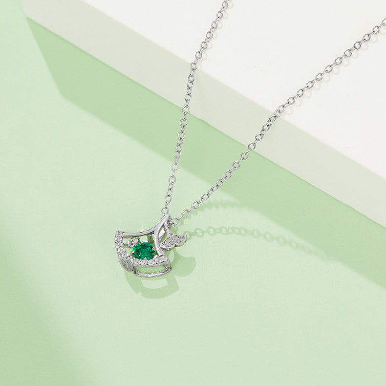 Green Zircon Stone Solitaire Drop Skirt Necklace for Women