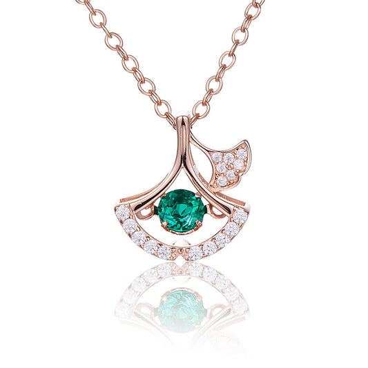 Green Zircon Stone Solitaire Drop (Rose Gold Colour) Skirt Necklace for Women