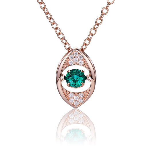 Green Zircon Stone Solitaire Drop (Rose Gold Colour) Eye Necklace for Women