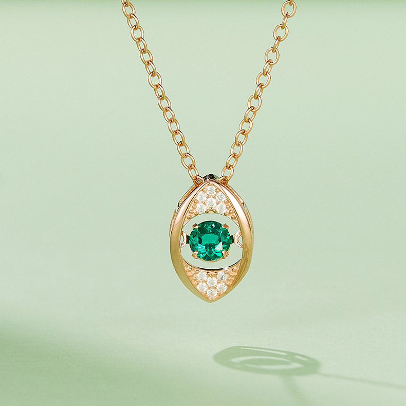 Green Zircon Stone Solitaire Drop (Rose Gold Colour) Eye Necklace for Women