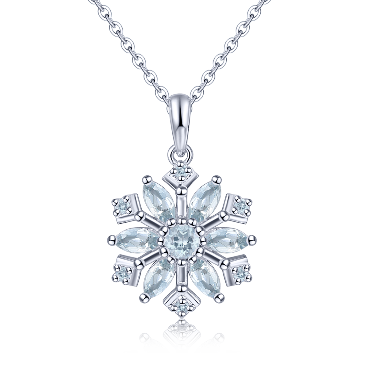 Aquamarine Stone Snow Necklace for Women