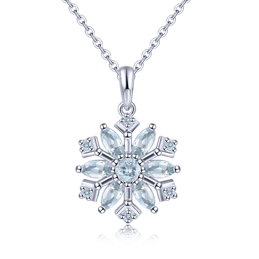 Aquamarine Stone Snow Necklace for Women