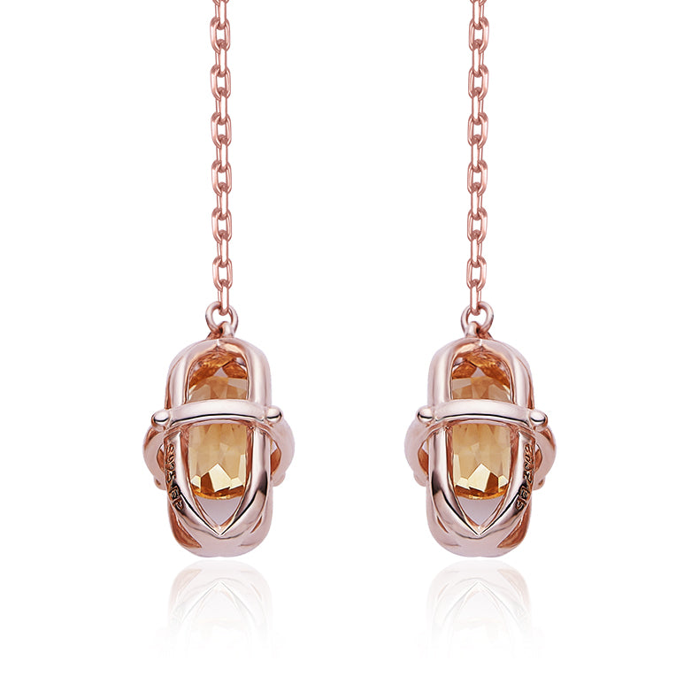 Yellow Crystal (Rose Gold Colour) Earrings for Women