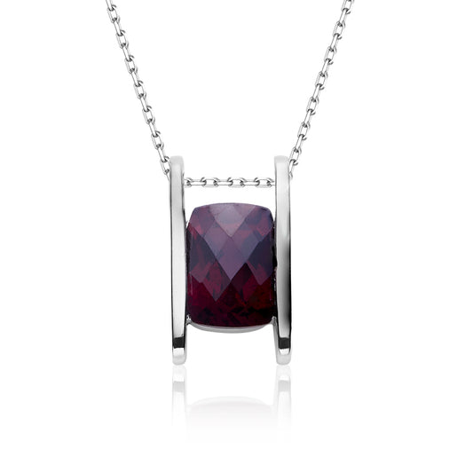 Garnet Stone Solitaire Drop Necklace for Women