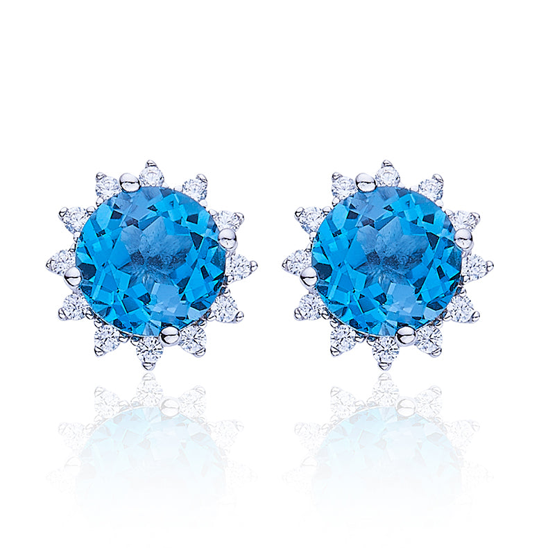 Blue Crystal Stone Solitaire Studs for Women