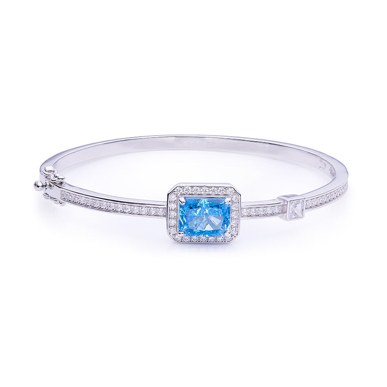 Blue Zircon (2.0CT) Stone Solitaire Drop Bracelet for Women