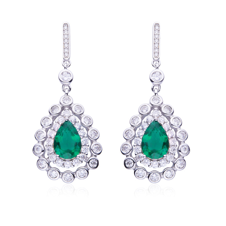 Green Zircon(7.5CT) Stone Solitaire Drop Earrings for Women
