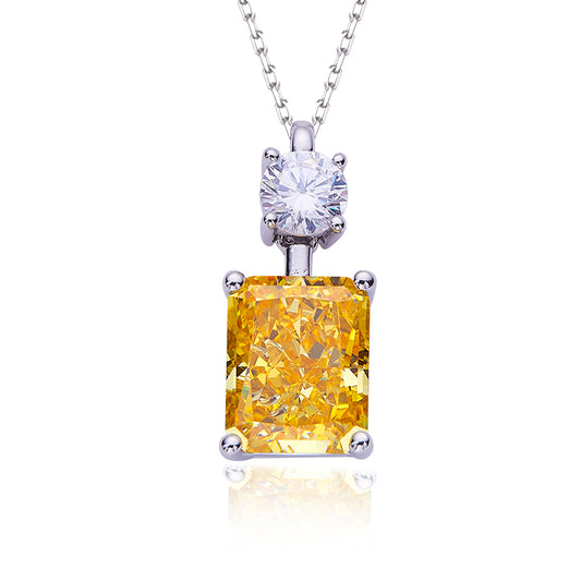 3.0 Carat Rectangle Yellow Zircon Necklace