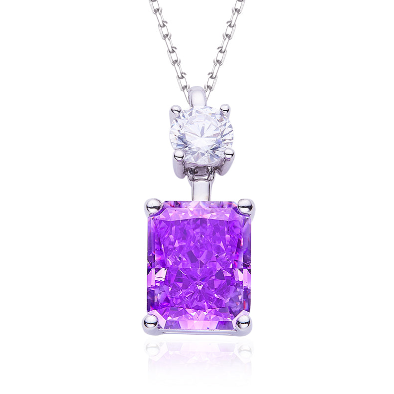 Purple Zircon(3.0CT) Stone Solitaire Drop Necklace for Women