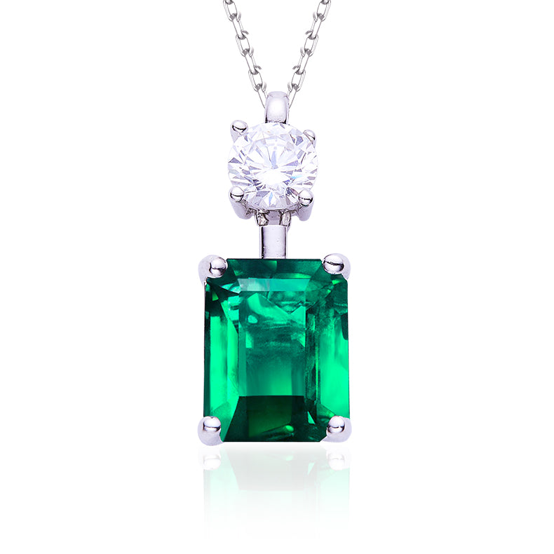 Green Zircon(3.0CT) Stone Solitaire Drop Necklace for Women
