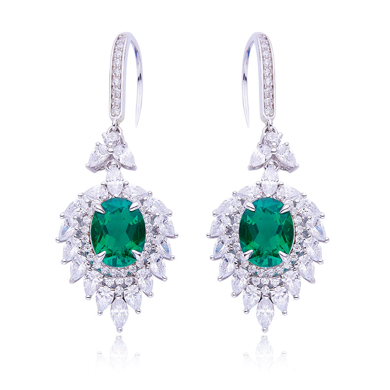 Green Zircon(4.0CT) Stone Solitaire Drop Earrings for Women