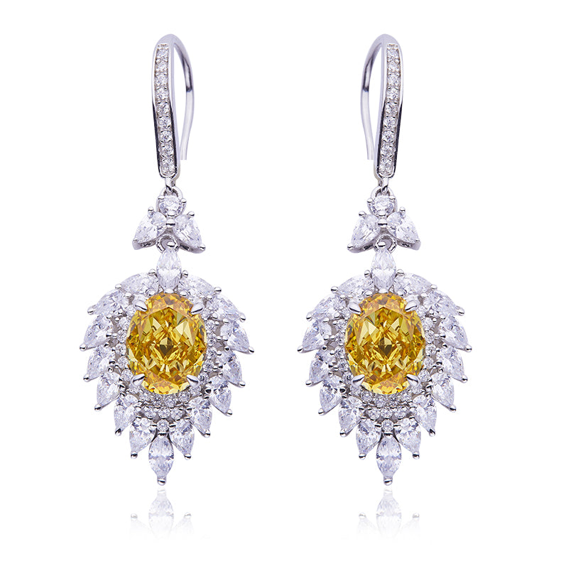 Yellow Zircon(4.0CT) Stone Solitaire Drop Earrings for Women