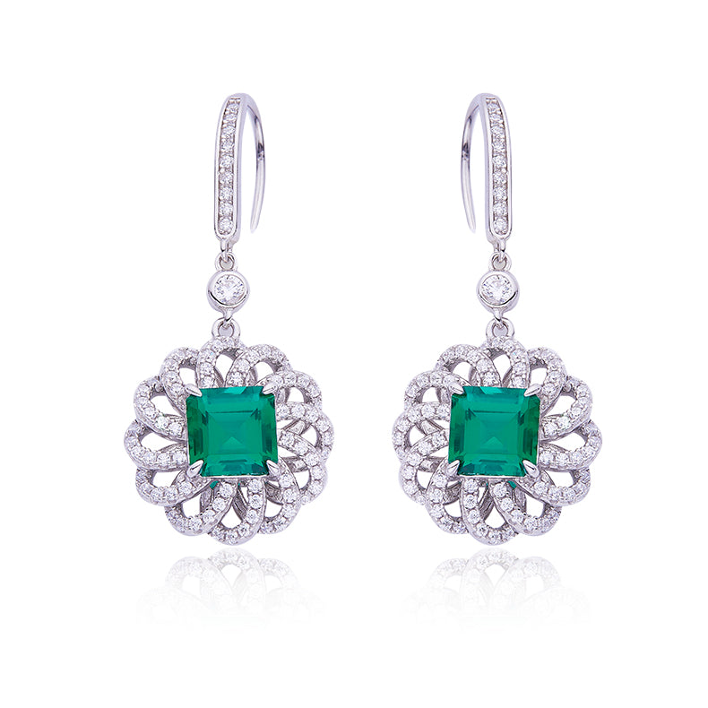 Green Zircon(2 CT) Stone Solitaire Drop Earrings for Women
