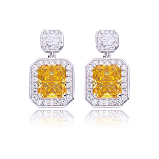 Yellow Zircon(13.5CT) Stone Solitaire Drop Earrings for Women