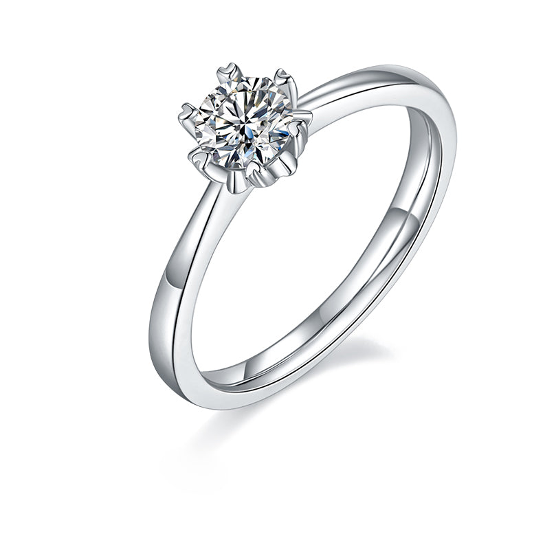 (Four Colours) Moissanite(0.5ct)Six Prongs Stone Ring for Women