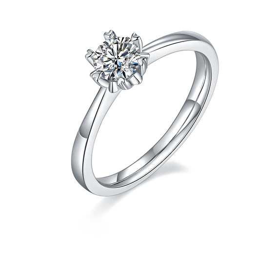 (Four Colours) Moissanite(0.5ct)Six Prongs Stone Ring for Women