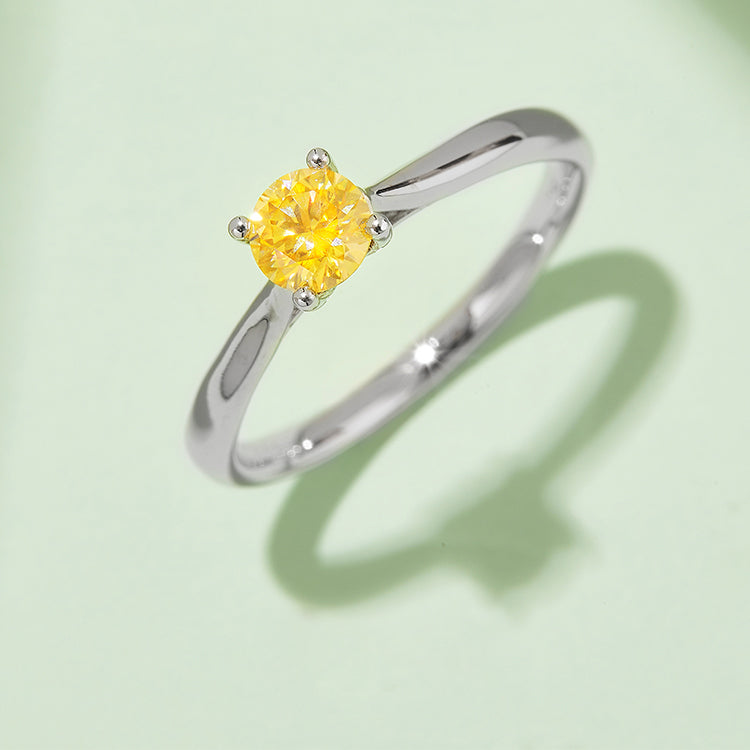 (Four Colours) Moissanite(0.5ct) Stone Four Prongs Ring for Women