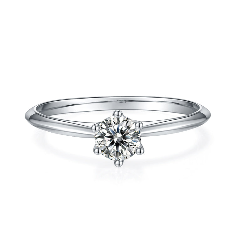 (Four Colours) Six Prongs Moissanite(0.5ct) Stone Ring for Women