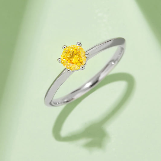 (Four Colours) Six Prongs Moissanite(0.5ct) Stone Ring for Women
