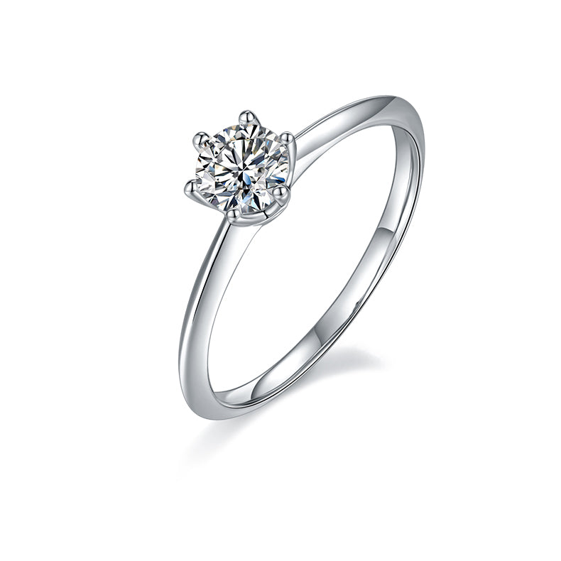 (Four Colours) Six Prongs Moissanite(0.5ct) Stone Ring for Women