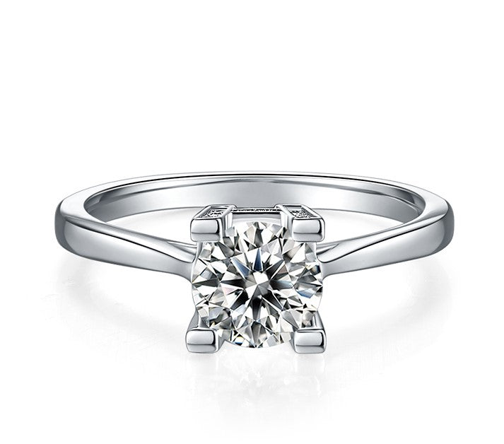 (Four Colours) 1.0 CT Moissanite Round Cut Solitaire Four Prongs with HW Letter Ring for Women