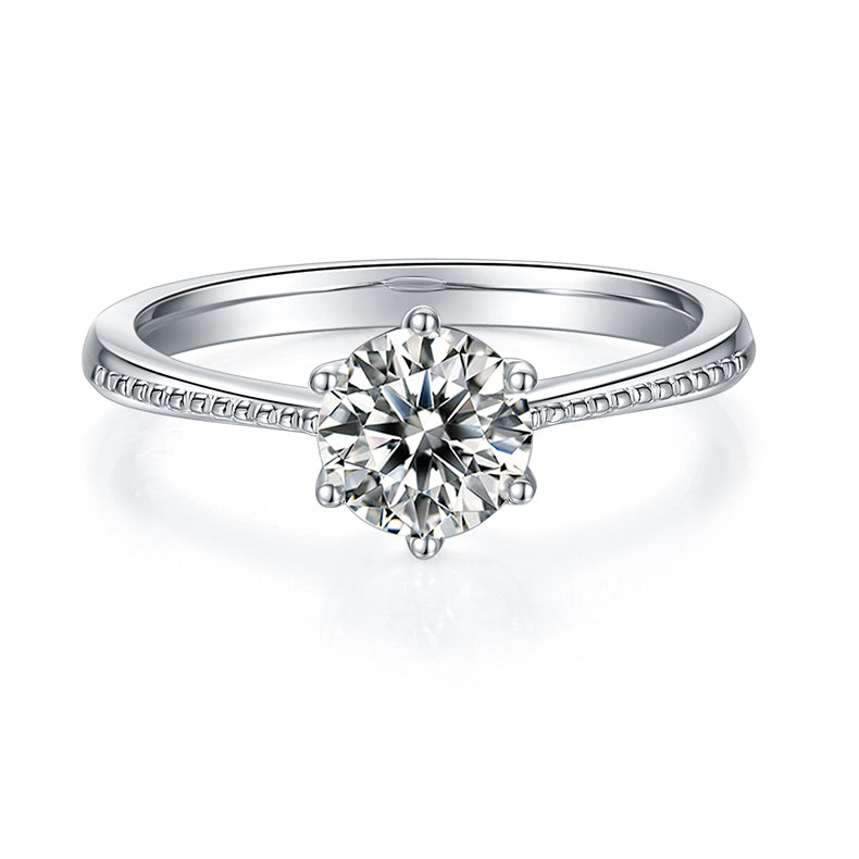 (Four Colours) 1CT Round Cut Moissanite Band Ring for Women