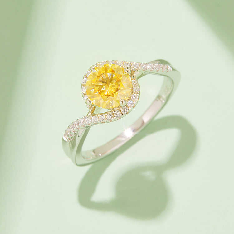 (Four Colours) 1CT Round Cut Moissanite Solitaire Band Ring for Women