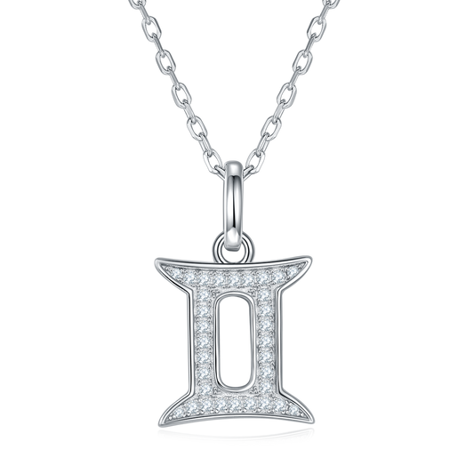 Moissanite Stone Gemini Necklace for Women