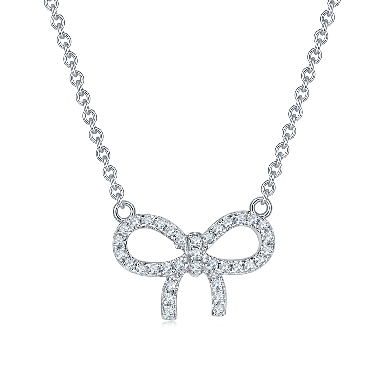 Moissanite Bowknot Plated Platinum Necklace for Women