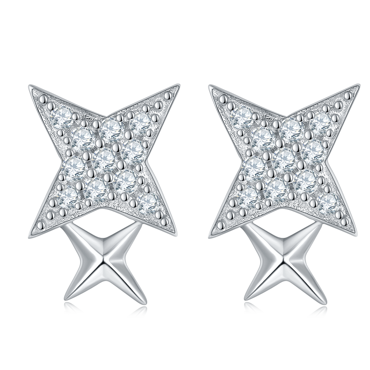 Moissanite Stars Plated Platinum Studs Earrings for Women