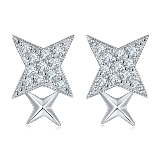 Moissanite Stars Plated Platinum Studs Earrings for Women