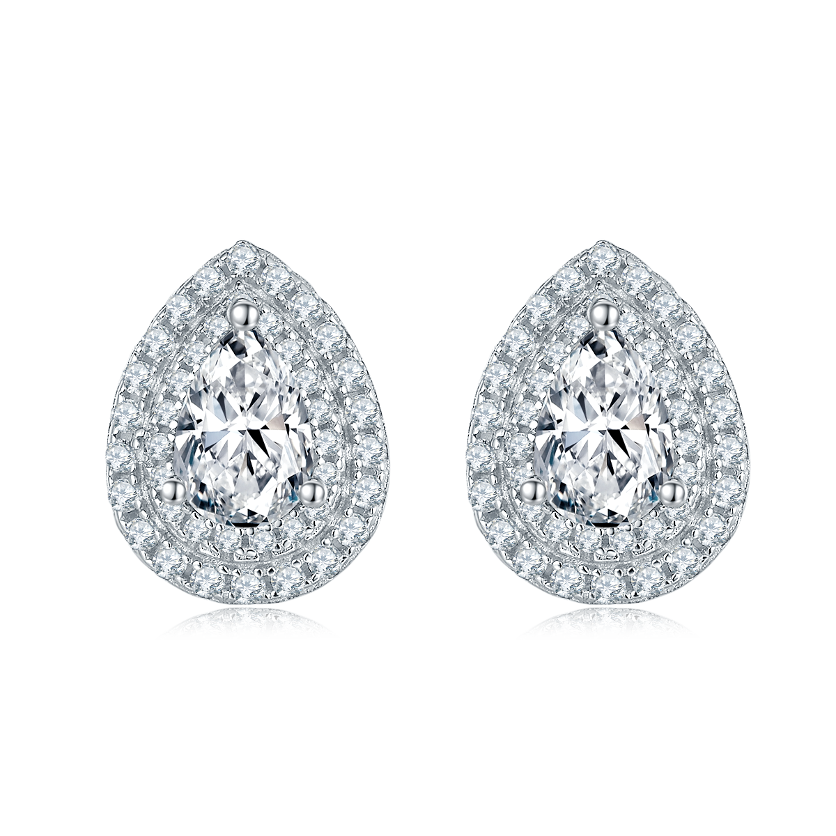 0.5CT Moissanite Pear Drop Luxurious Soleste Halo Studs Earrings for Women