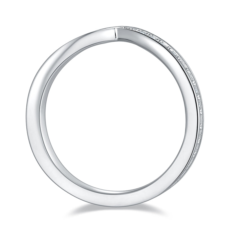 (0.6CT) Moissanite Full Eternity Band V-Shape Plated Platinum Ring for Women