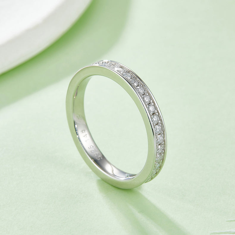 (0.6CT) Moissanite Full Eternity Band Plated Platinum Ring for Women