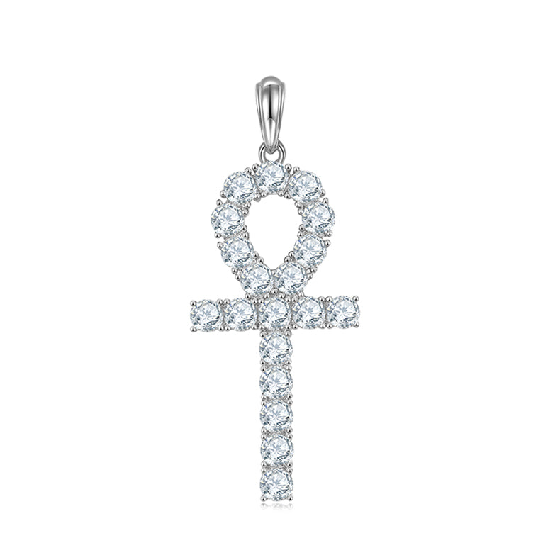 (Two Colours) 4.0mm Moissanite Fashion Crucifix Pendant Plated Platinum Silver Necklace for Women