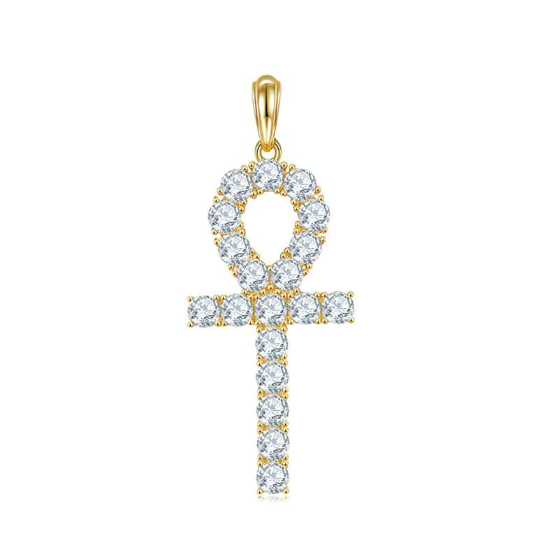 (Two Colours) 4.0mm Moissanite Fashion Crucifix Pendant Plated Platinum Silver Necklace for Women