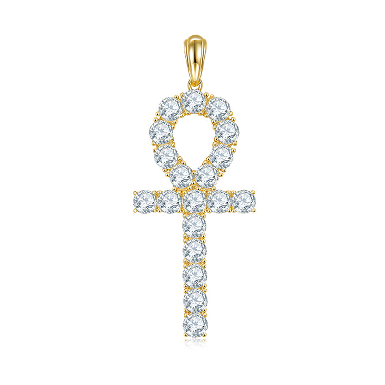 (Two Colours) 5.0mm Moissanite Fashion Crucifix Pendant Plated Platinum Silver Necklace for Women