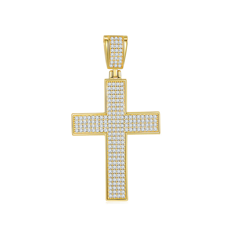 (Two Colours) Moissanite Classical Crucifix Luxurious Plated Silver Necklace for Women
