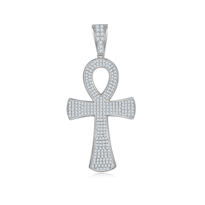(Two Colours) Moissanite Fashion Crucifix Luxurious Plated Silver Necklace for Women