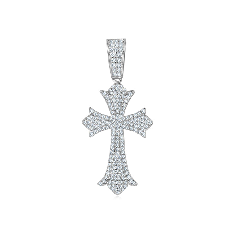 (Two Colours) Moissanite Vintage Crucifix Luxurious Plated Silver Necklace for Women